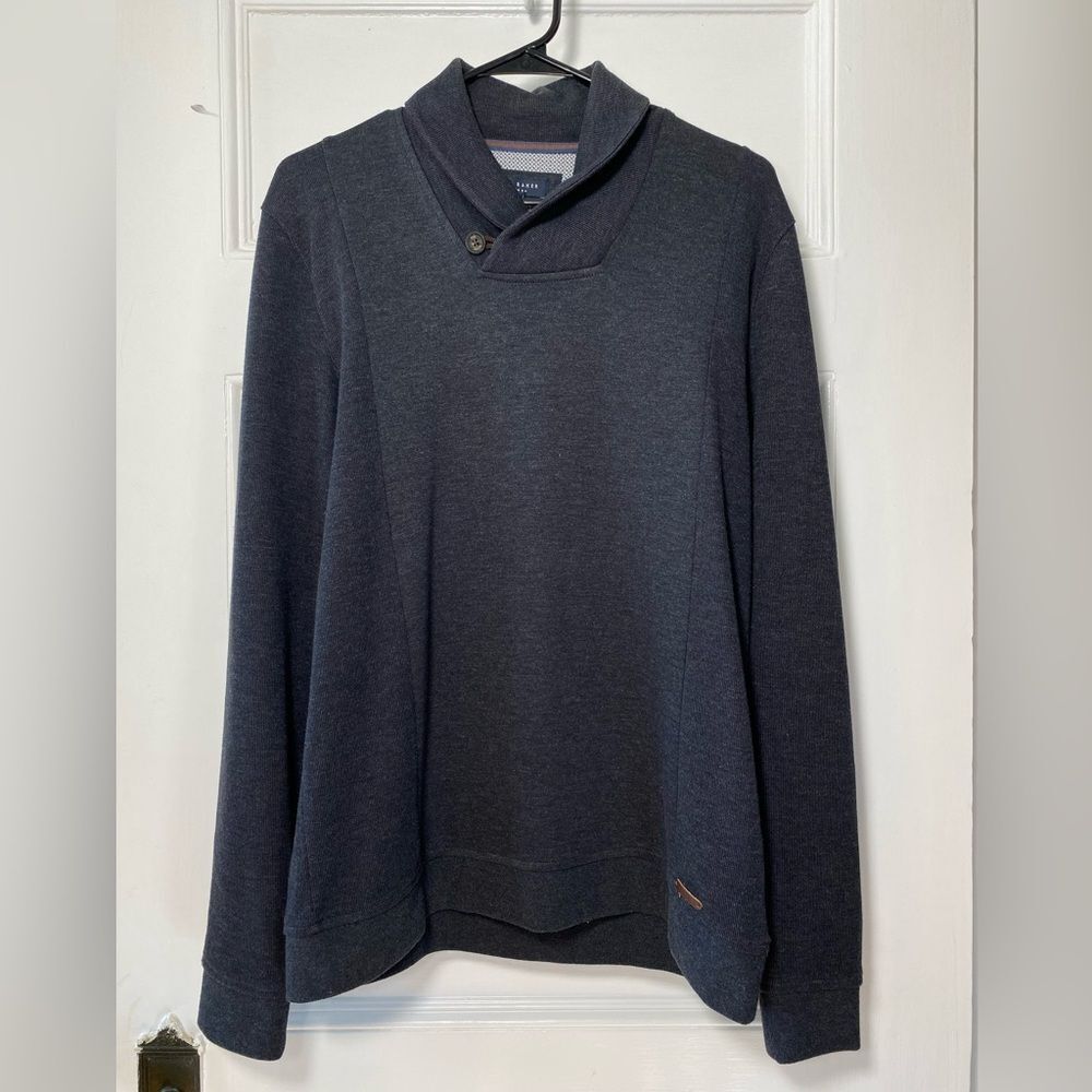 Ted Baker Men's Shawl Neck Long Sleeve Sweater Charcoal Gray Sz 40 Medium